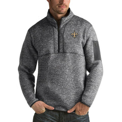 New Orleans Saints Antigua Fortune Big & Tall Quarter-Zip Pullover Jacket - Charcoal outlet
