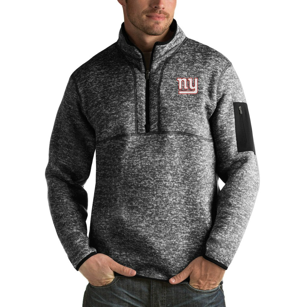 New York Giants Antigua Fortune Big & Tall Quarter-Zip Pullover Jacket - Heather Black for sale
