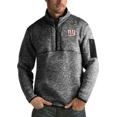 New York Giants Antigua Fortune Big & Tall Quarter-Zip Pullover Jacket - Heather Black for sale