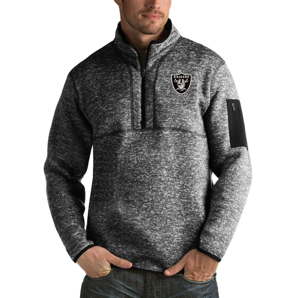 Las Vegas Raiders Antigua Fortune Big & Tall Quarter-Zip Pullover Jacket - Heather Black on sale