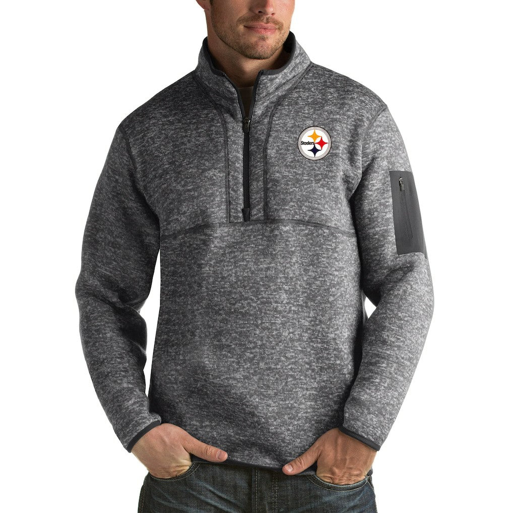 Pittsburgh Steelers Antigua Fortune Big & Tall Quarter-Zip Pullover Jacket - Heather Black discount