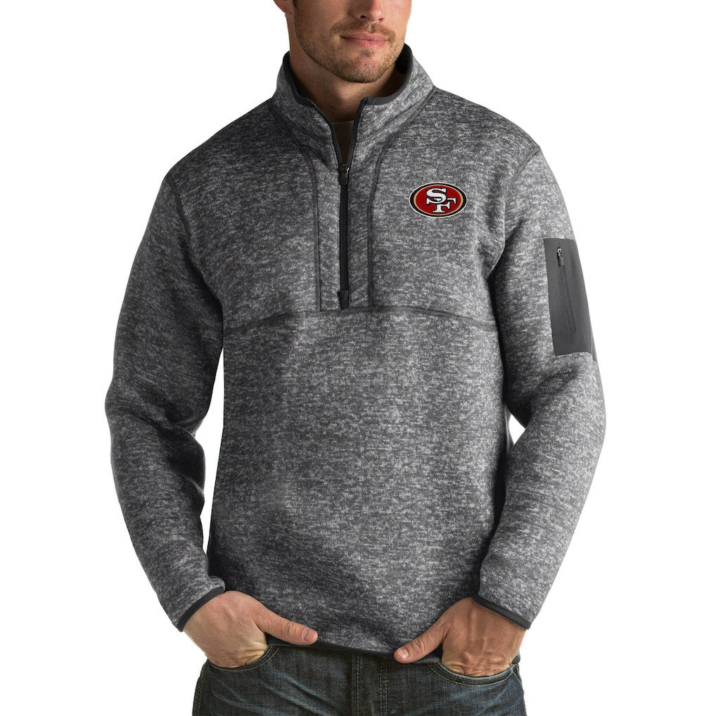 San Francisco 49ers Antigua Fortune Big & Tall Quarter-Zip Pullover Jacket - Charcoal for sale