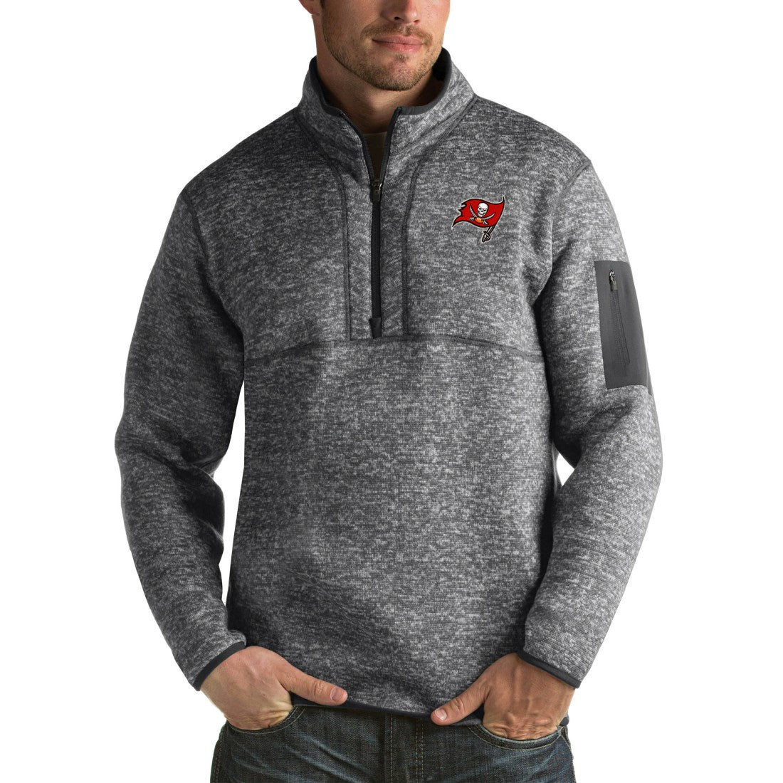 Tampa Bay Buccaneers Antigua Fortune Big & Tall Quarter-Zip Pullover Jacket - Charcoal online