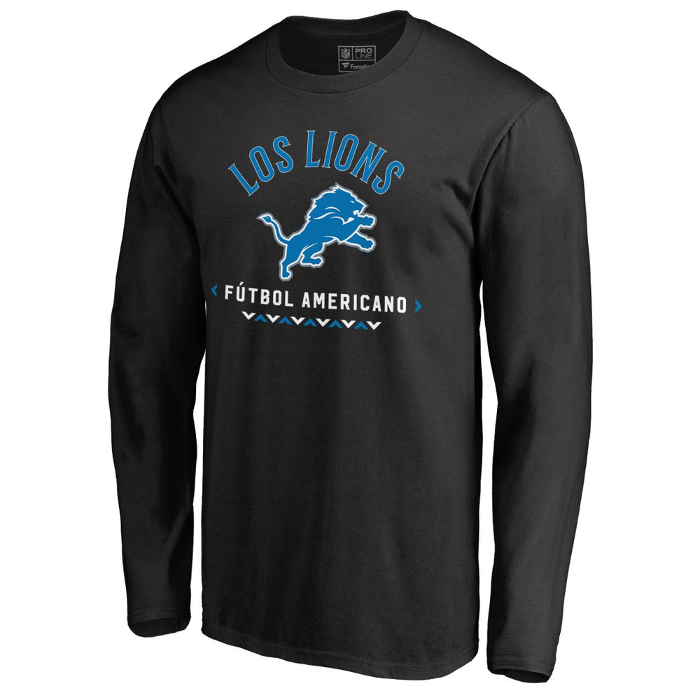 Detroit Lions Futbol Americano Long Sleeve T-Shirt - Black outlet