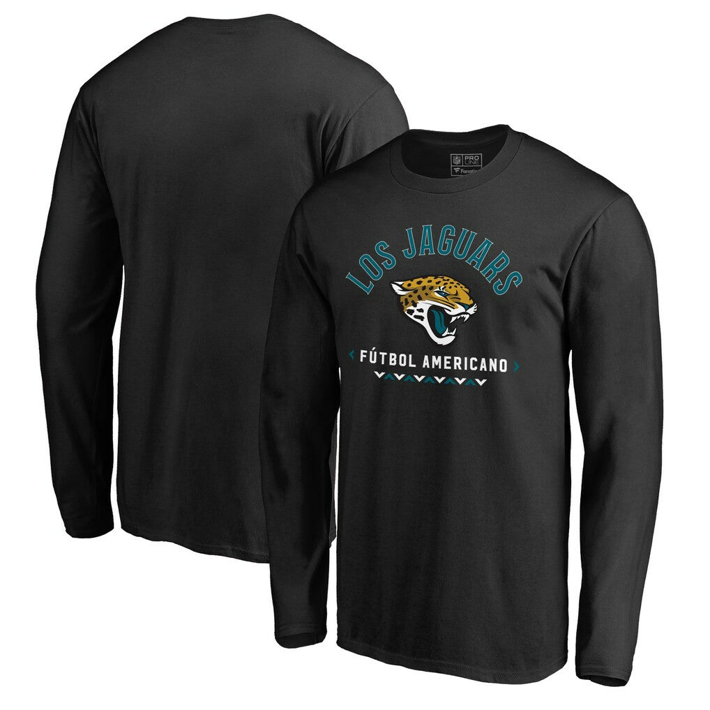 Jacksonville Jaguars Futbol Americano Long Sleeve T-Shirt - Black sale
