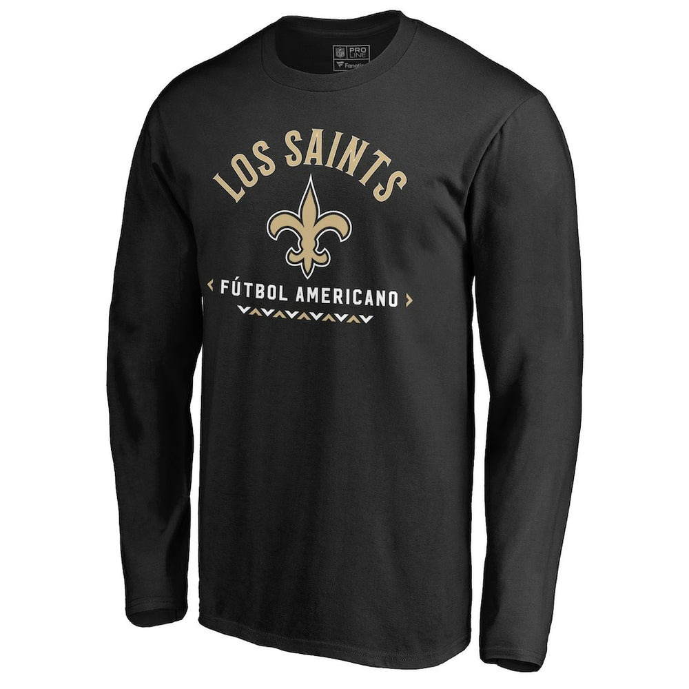 New Orleans Saints Futbol Americano Long Sleeve T-Shirt - Black sale