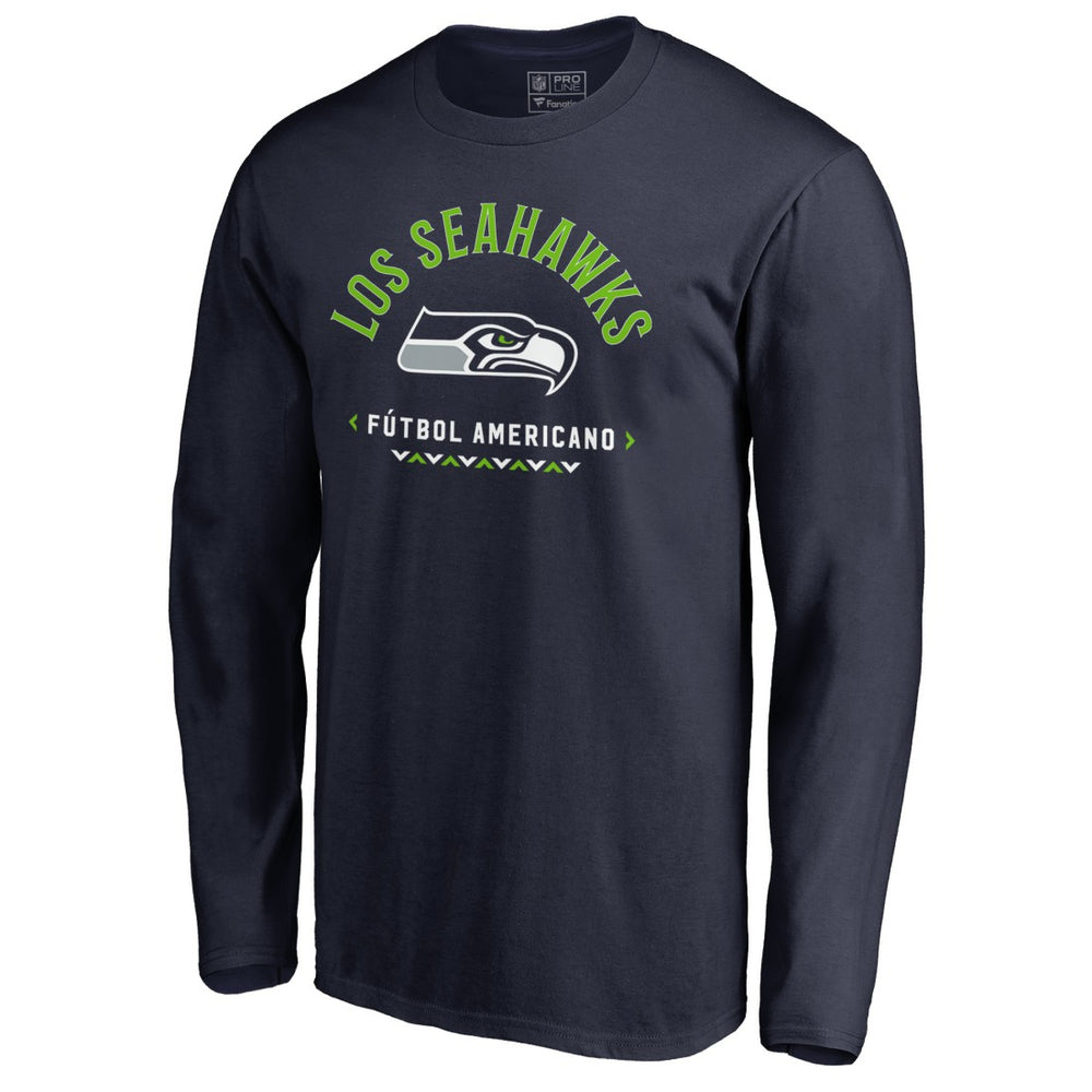 Seattle Seahawks Futbol Americano Long Sleeve T-Shirt - College Navy sale