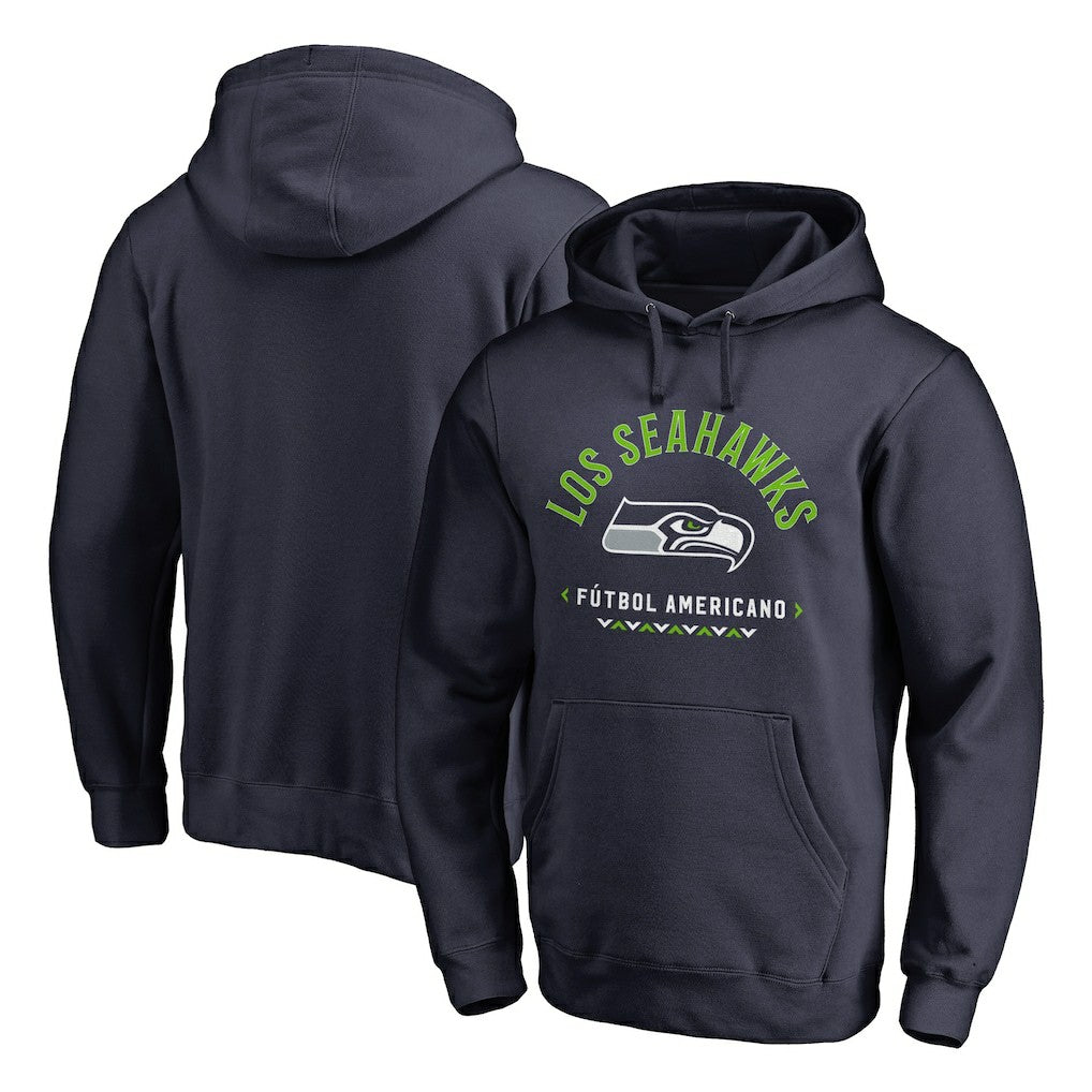 Seattle Seahawks Futbol Americano Pullover Hoodie - College Navy sale