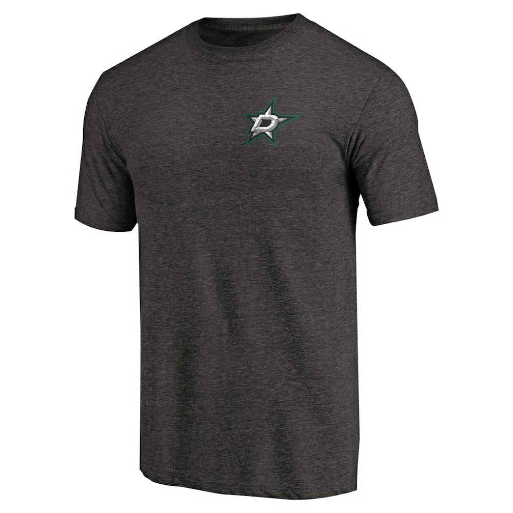 Dallas Stars Primary Logo Left Chest Distressed Tri-Blend T-Shirt Black