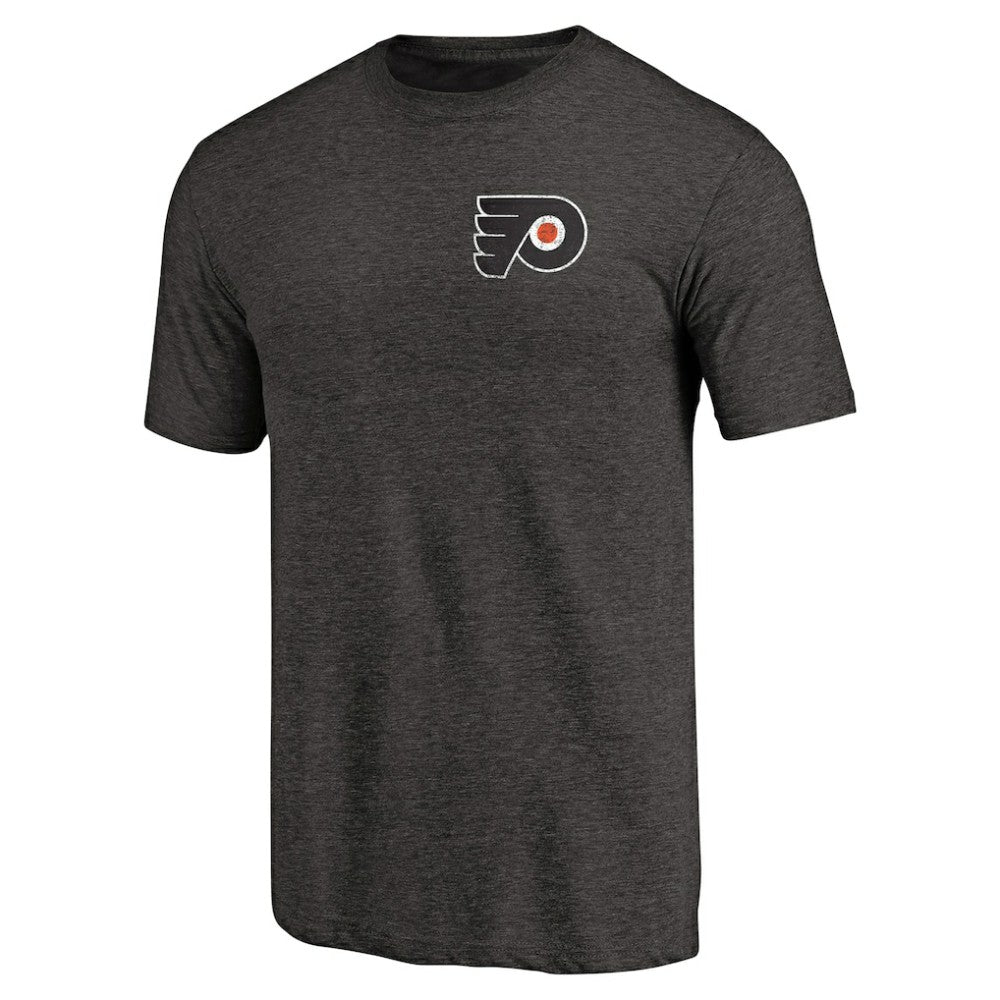 Philadelphia Flyers Primary Logo Left Chest Distressed Tri-Blend T-Shirt Black