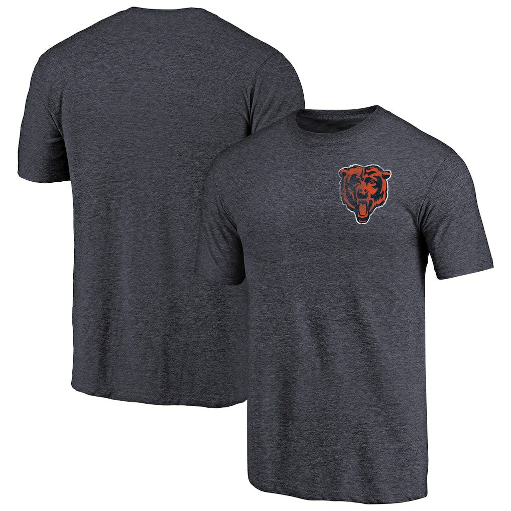 Chicago Bears Primary Logo Left Chest Distressed Tri-Blend T-Shirt - Heathered Navy outlet