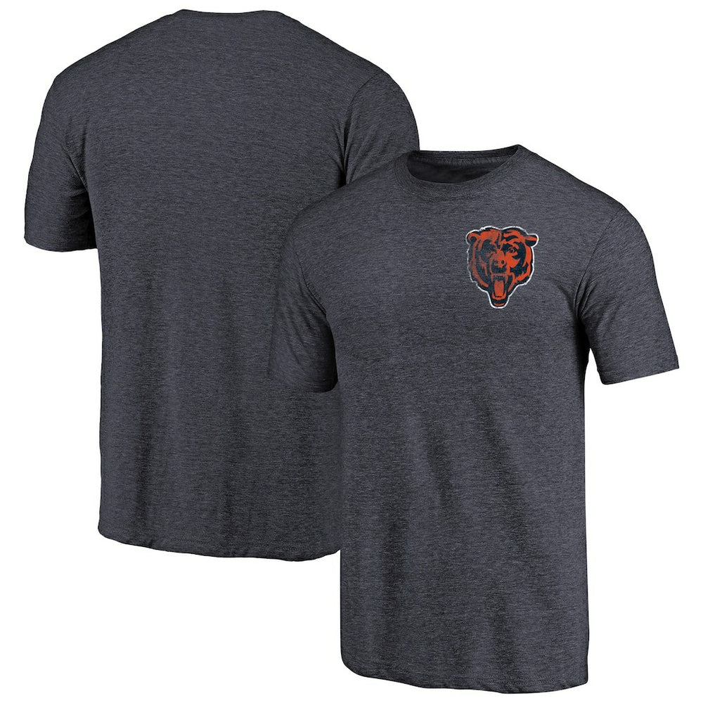 Chicago Bears Primary Logo Left Chest Distressed Tri-Blend T-Shirt - Heathered Navy outlet