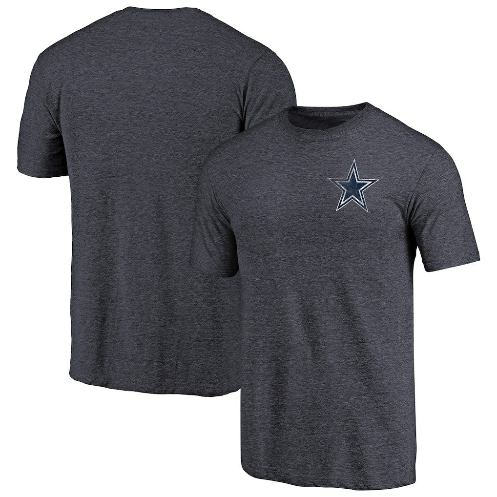 Dallas Cowboys Primary Logo Left Chest Distressed Tri-Blend T-Shirt - Heathered Navy discount