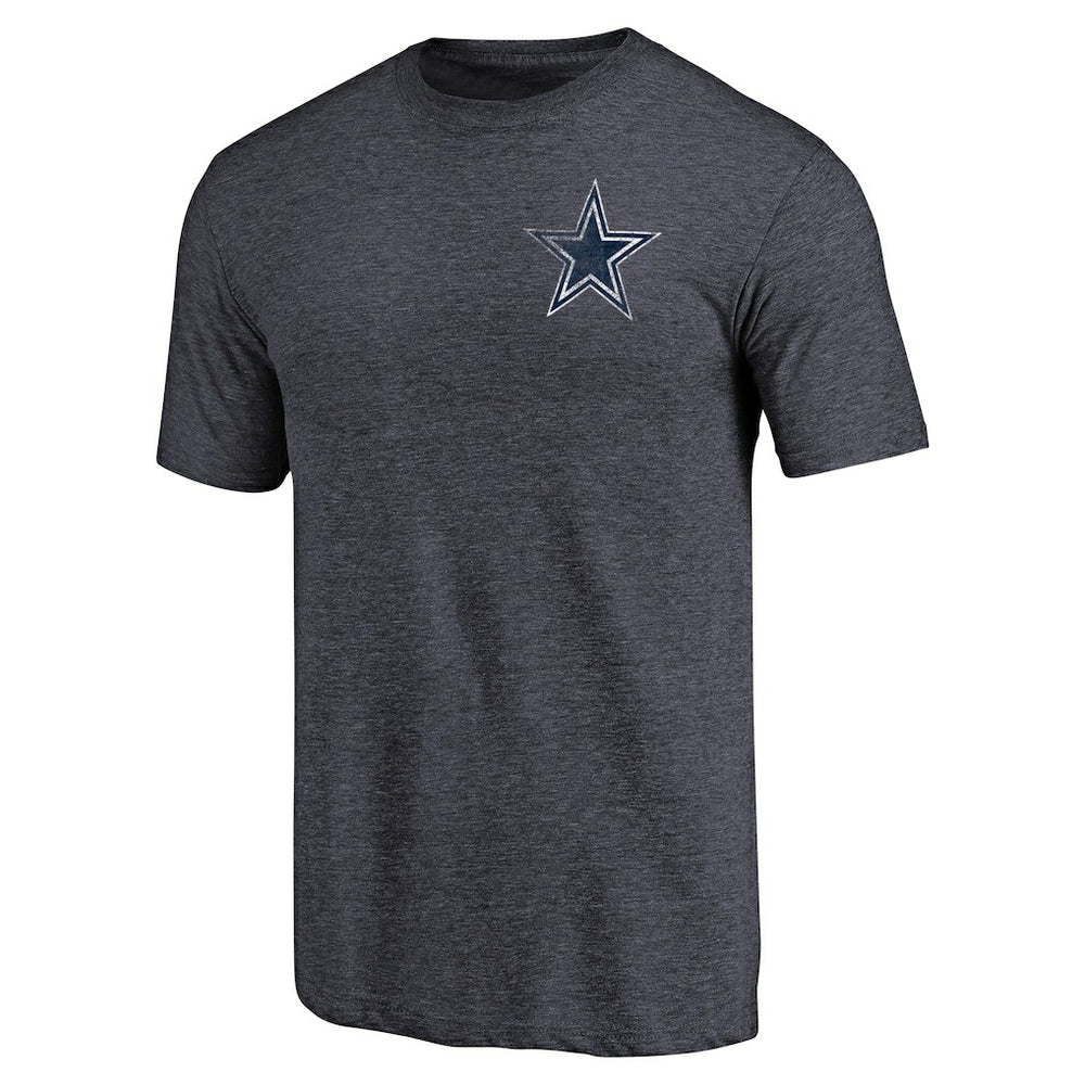 Dallas Cowboys Primary Logo Left Chest Distressed Tri-Blend T-Shirt - Heathered Navy discount