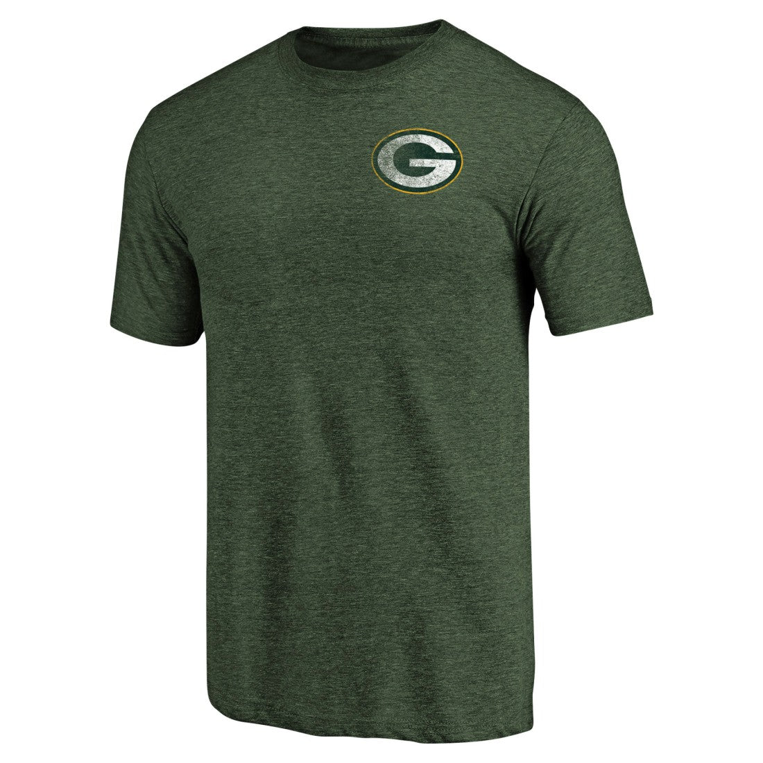 Green Bay Packers Primary Logo Left Chest Distressed Tri-Blend T-Shirt - Heathered Green outlet