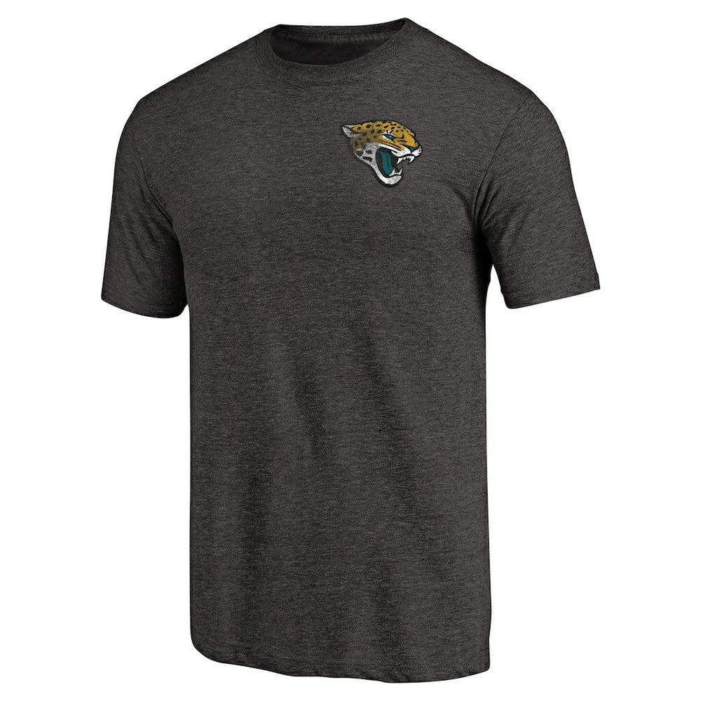 Jacksonville Jaguars Primary Logo Left Chest Distressed Tri-Blend T-Shirt - Heathered Black online