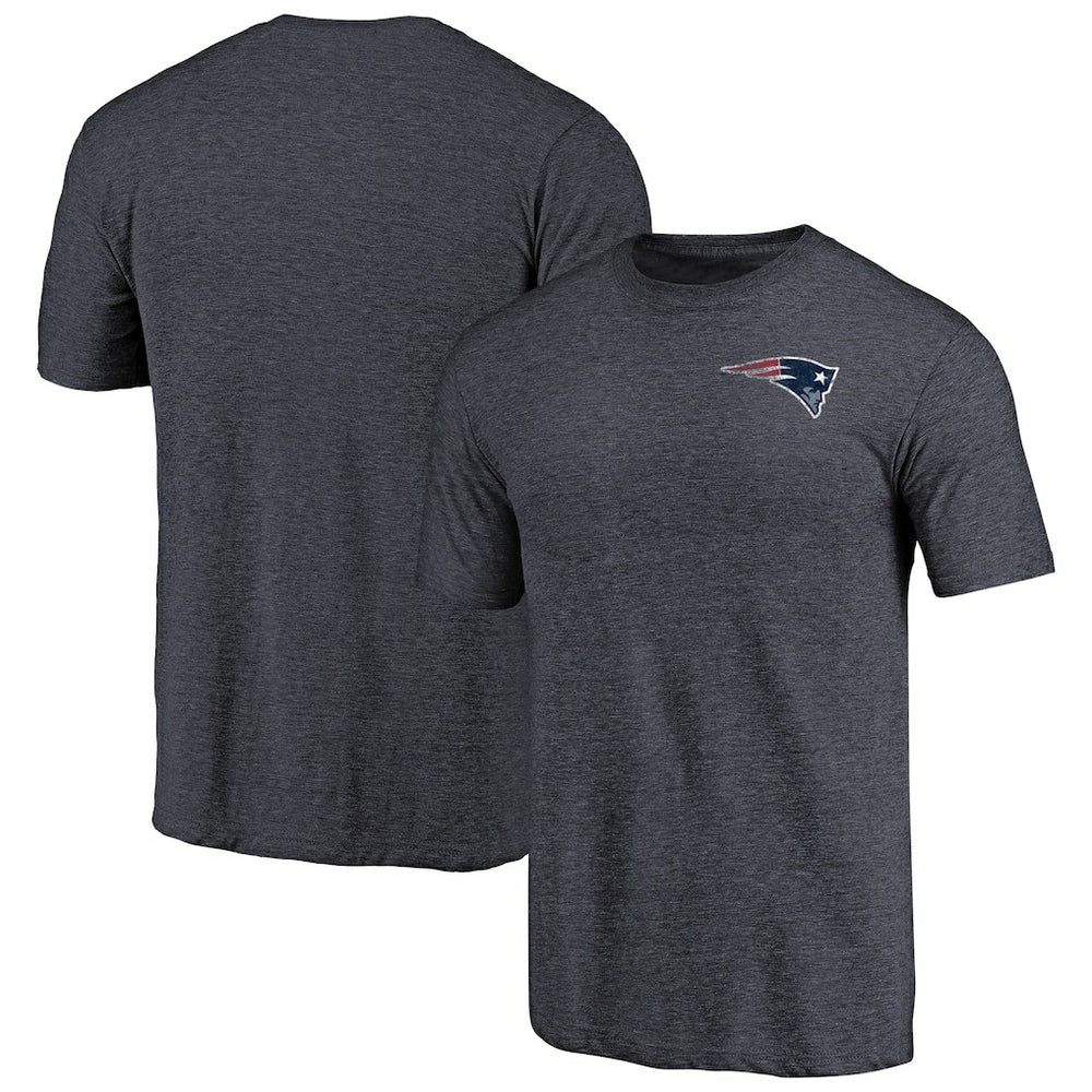 New England Patriots Primary Logo Left Chest Distressed Tri-Blend T-Shirt - Heathered Navy cheap