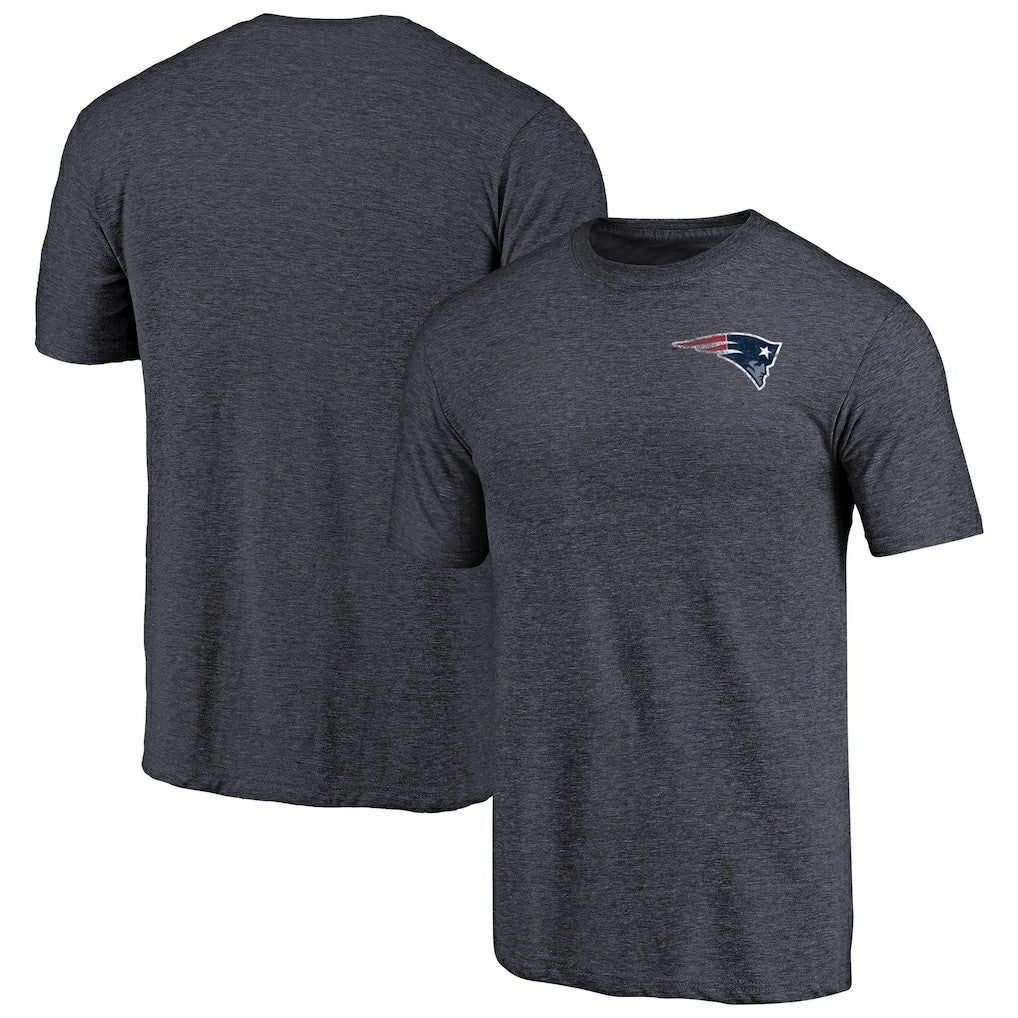 New England Patriots Primary Logo Left Chest Distressed Tri-Blend T-Shirt - Heathered Navy cheap
