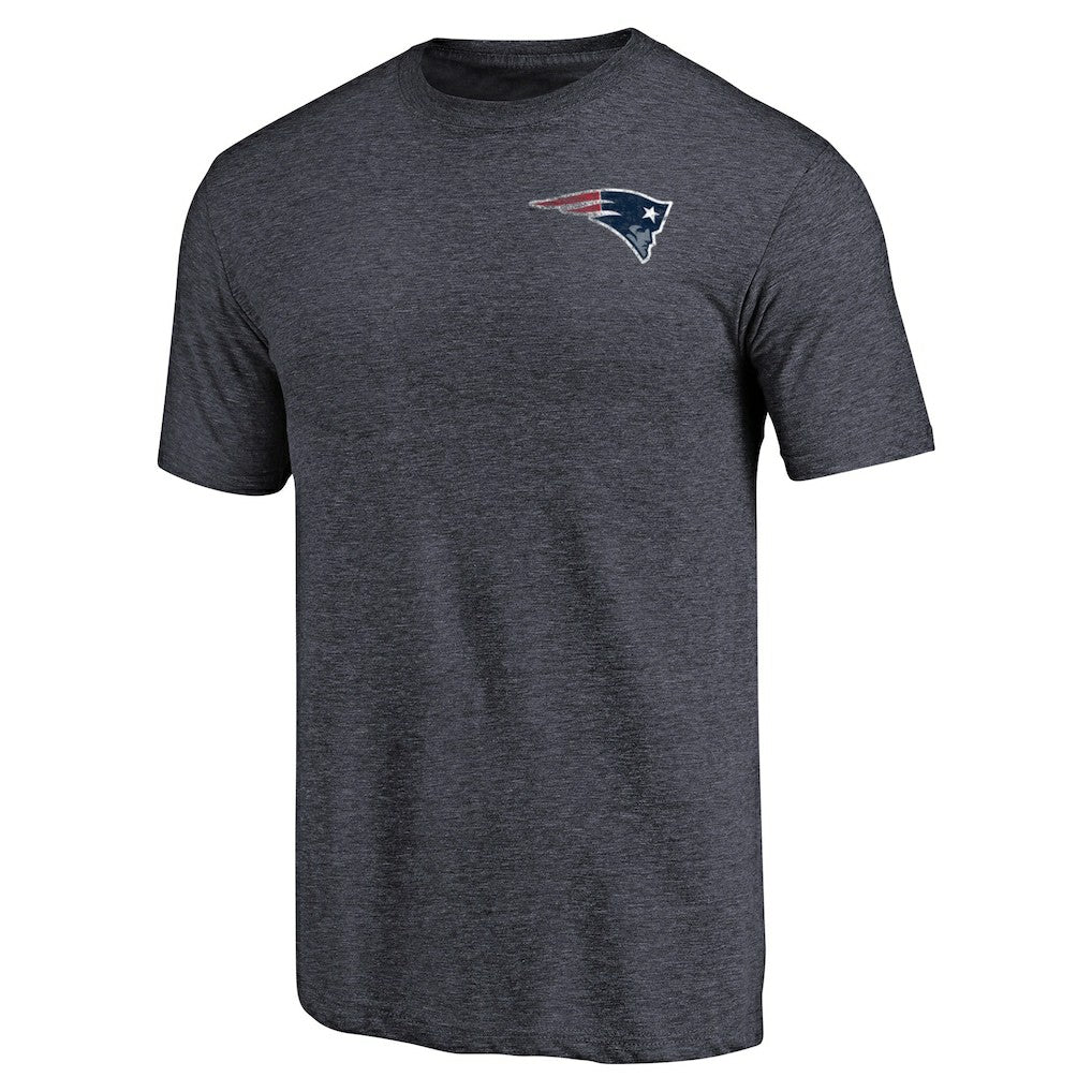 New England Patriots Primary Logo Left Chest Distressed Tri-Blend T-Shirt - Heathered Navy cheap
