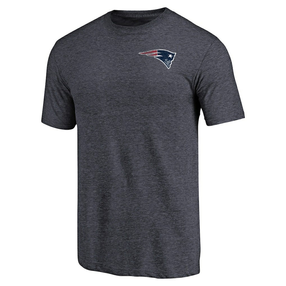 New England Patriots Primary Logo Left Chest Distressed Tri-Blend T-Shirt - Heathered Navy cheap