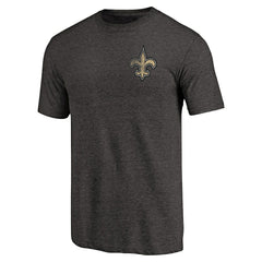 New Orleans Saints Primary Logo Left Chest Distressed Tri-Blend T-Shirt - Heathered Black on sale