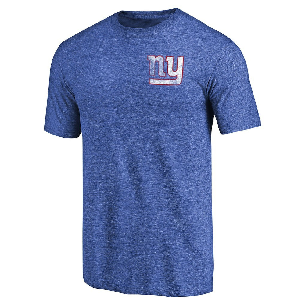 New York Giants Primary Logo Left Chest Distressed Tri-Blend T-Shirt - Heathered Royal cheap