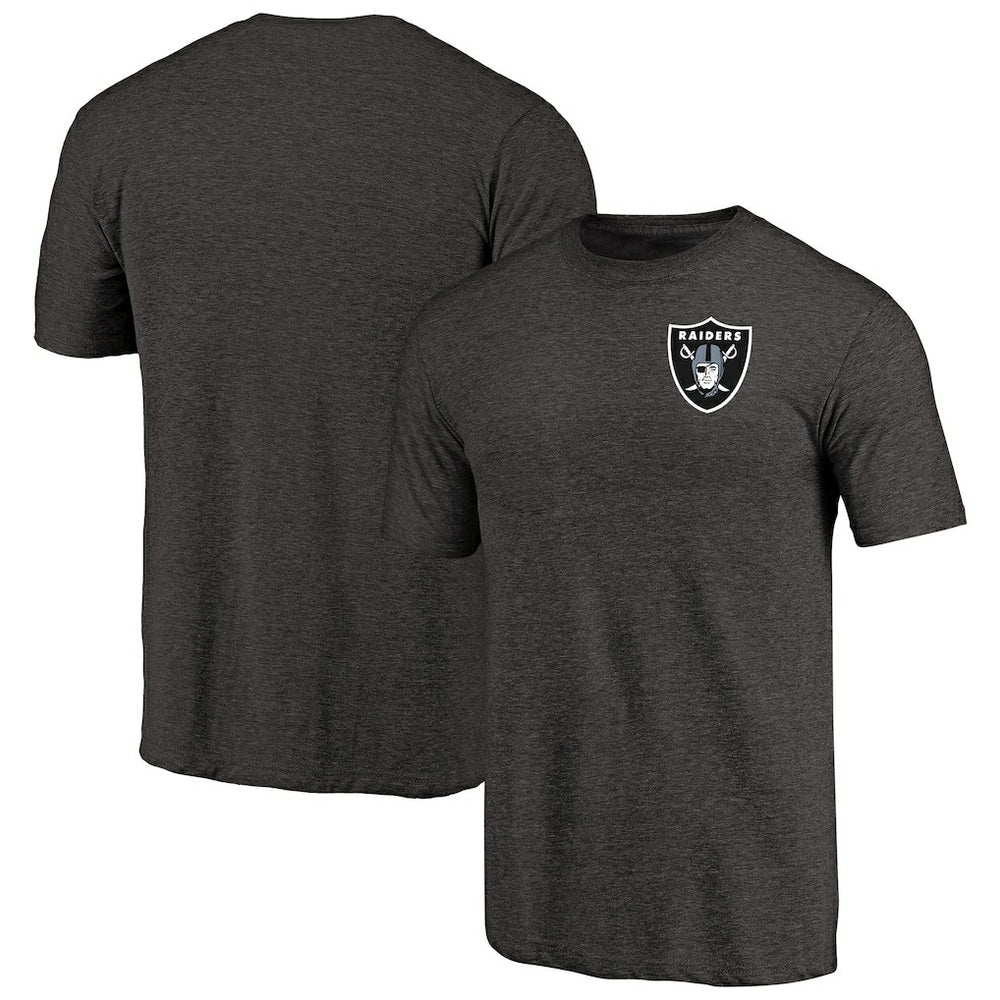 Las Vegas Raiders Primary Logo Left Chest Distressed Tri-Blend T-Shirt - Heathered Black for sale