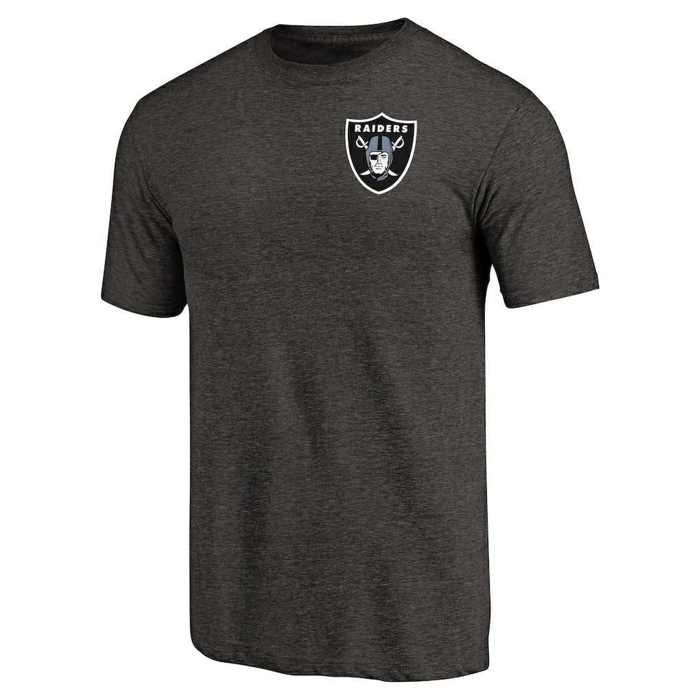 Las Vegas Raiders Primary Logo Left Chest Distressed Tri-Blend T-Shirt - Heathered Black for sale