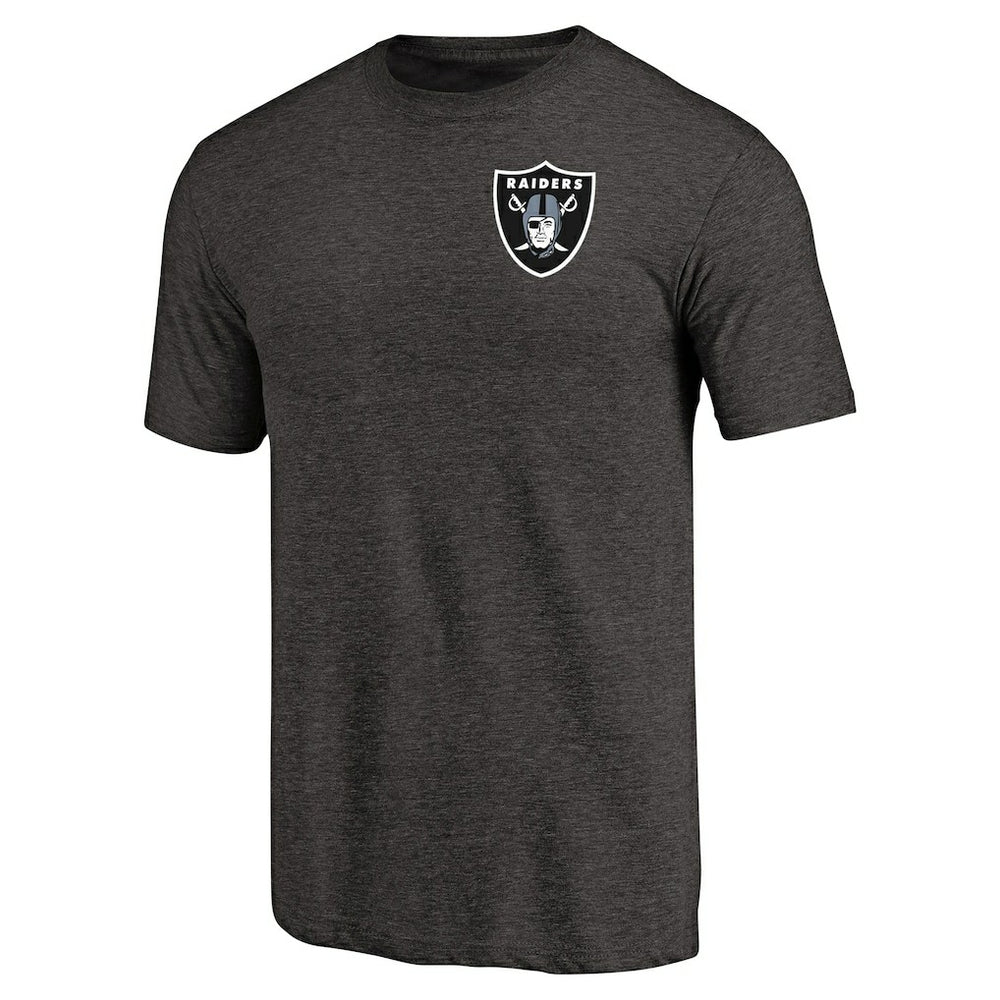 Las Vegas Raiders Primary Logo Left Chest Distressed Tri-Blend T-Shirt - Heathered Black for sale