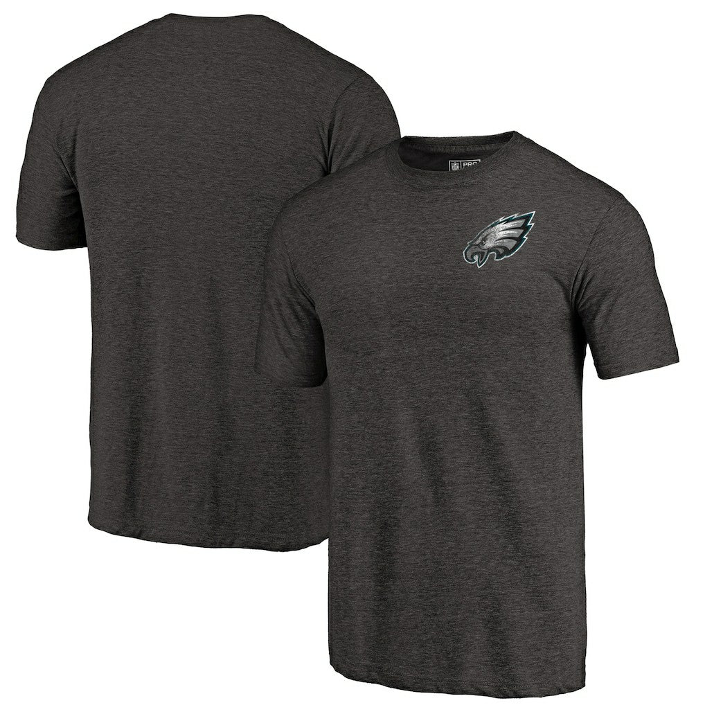 Philadelphia Eagles Primary Logo Left Chest Distressed Tri-Blend T-Shirt - Heathered Black sale