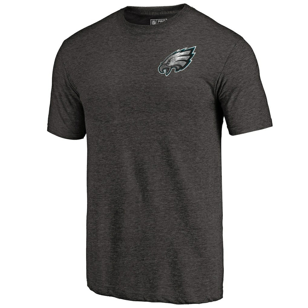 Philadelphia Eagles Primary Logo Left Chest Distressed Tri-Blend T-Shirt - Heathered Black sale