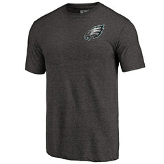 Philadelphia Eagles Primary Logo Left Chest Distressed Tri-Blend T-Shirt - Heathered Black sale