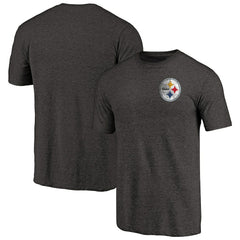 Pittsburgh Steelers Primary Logo Left Chest Distressed Tri-Blend T-Shirt - Heathered Black discount