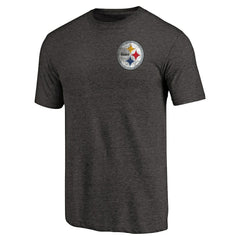 Pittsburgh Steelers Primary Logo Left Chest Distressed Tri-Blend T-Shirt - Heathered Black discount