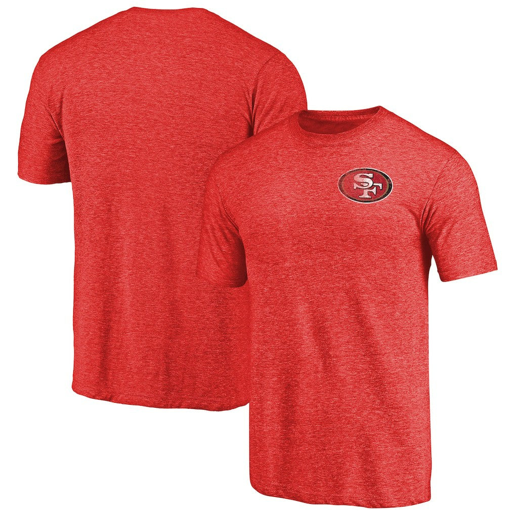San Francisco 49ers Primary Logo Left Chest Distressed Tri-Blend T-Shirt - Heathered Scarlet discount