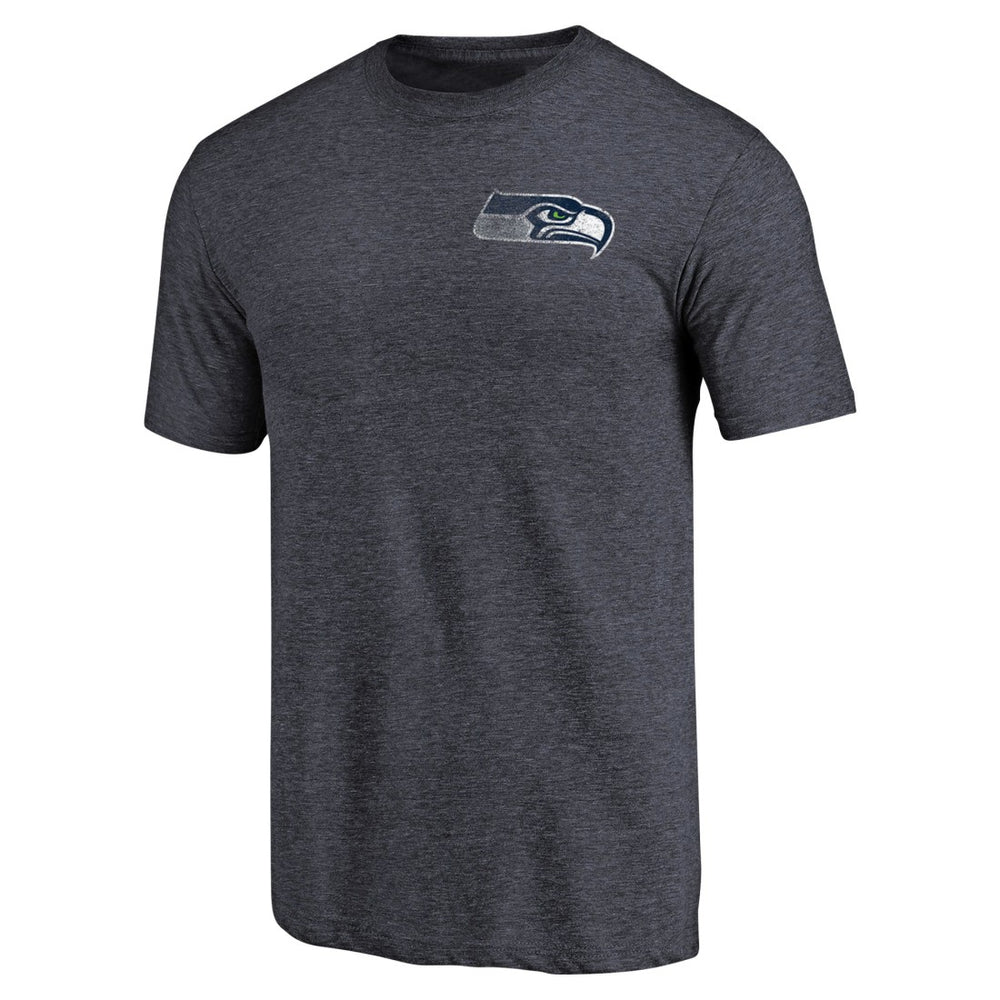 Seattle Seahawks Primary Logo Left Chest Distressed Tri-Blend T-Shirt - Heathered College Navy on sale