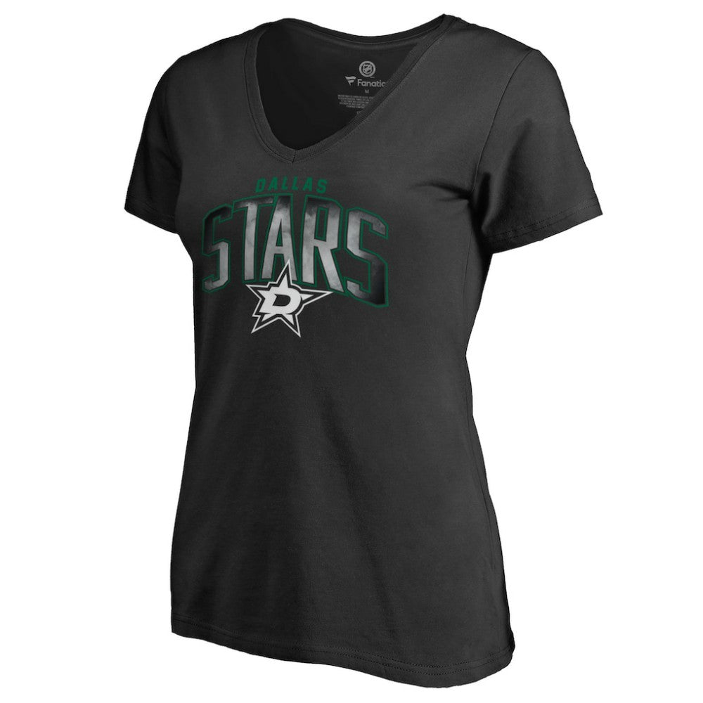 Dallas Stars Women's Arch Smoke V-Neck T-Shirt Black