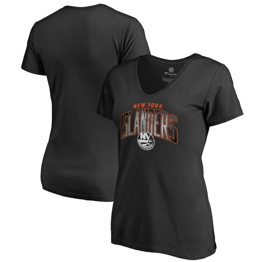 New York Islanders Women's Arch Smoke V-Neck T-Shirt Black
