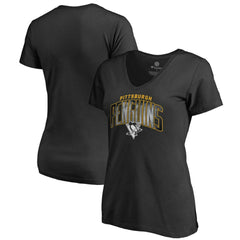 Pittsburgh Penguins Women's Arch Smoke V-Neck T-Shirt Black