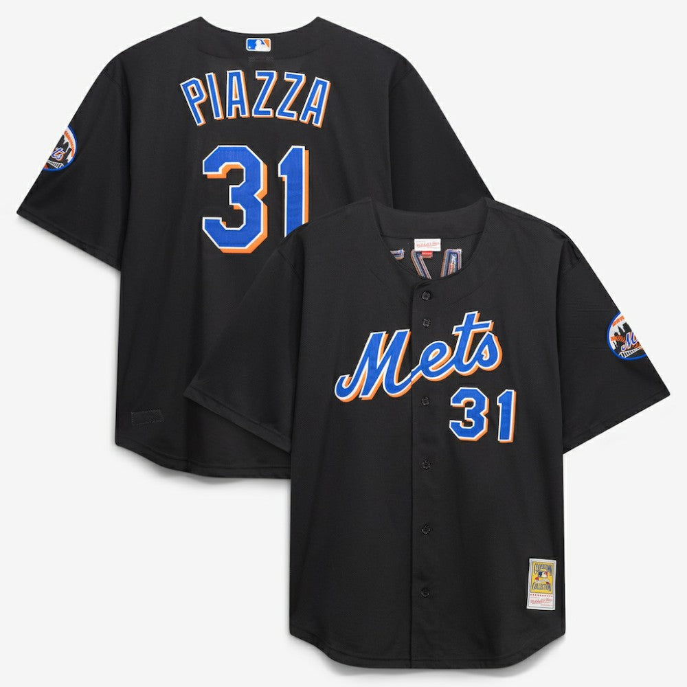 Mike Piazza New York Mets Big & Tall Cooperstown Mesh Batting Practice Jersey - Black | Mitchell & Ness
