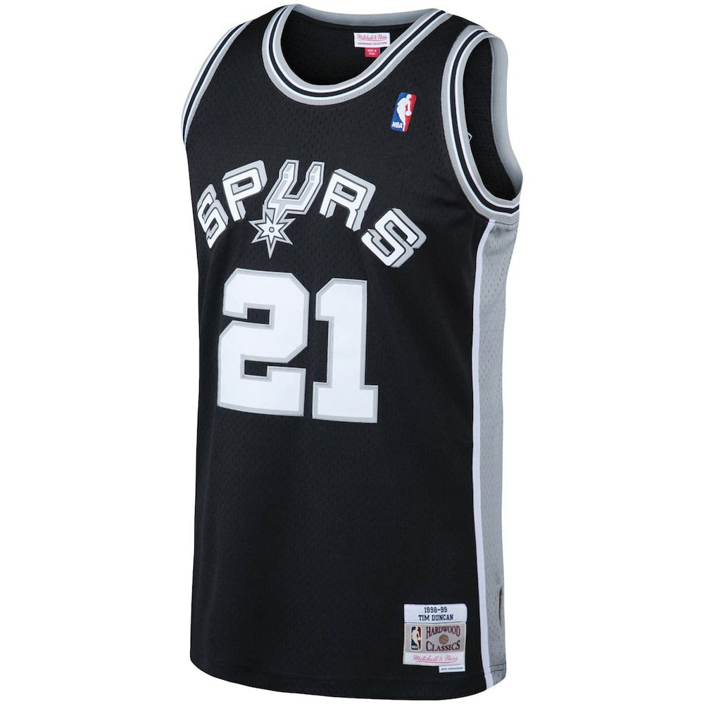 Tim Duncan San Antonio Spurs 1998/99 Big & Tall Hardwood Classics Swingman Jersey - Black | Mitchell & Ness online