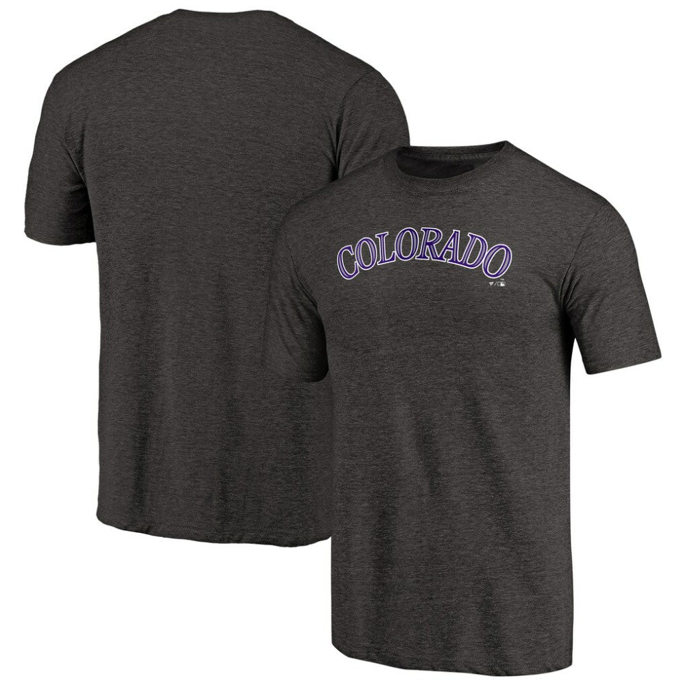 Colorado Rockies Team Wordmark Tri-Blend T-Shirt - Black