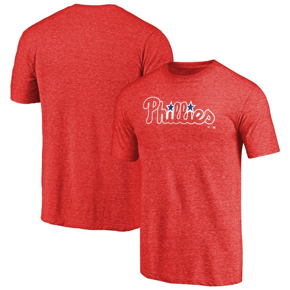 Philadelphia Phillies Team Wordmark Tri-Blend T-Shirt - Red
