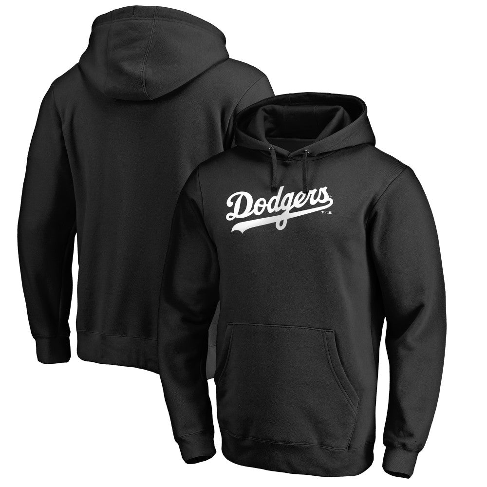 Los Angeles Dodgers Official Wordmark Fitted Pullover Hoodie - Black