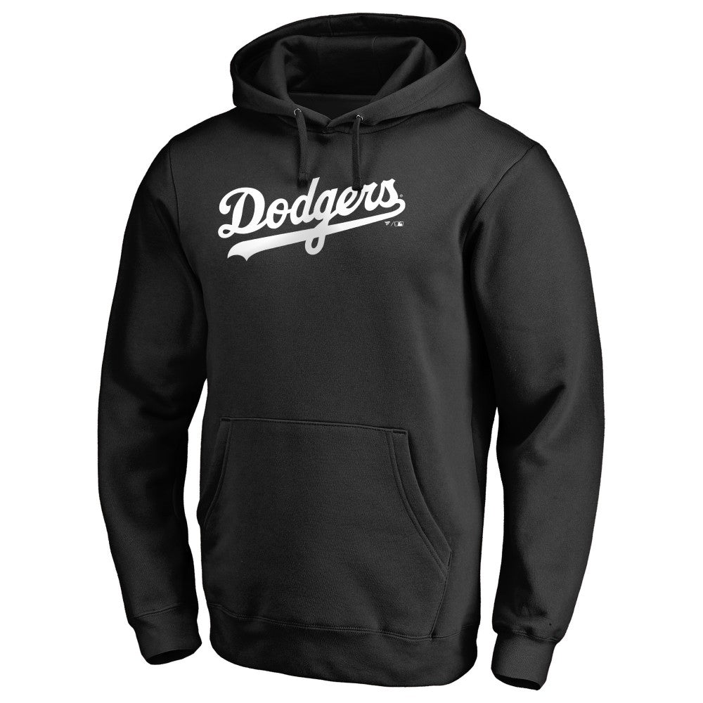 Los Angeles Dodgers Official Wordmark Fitted Pullover Hoodie - Black