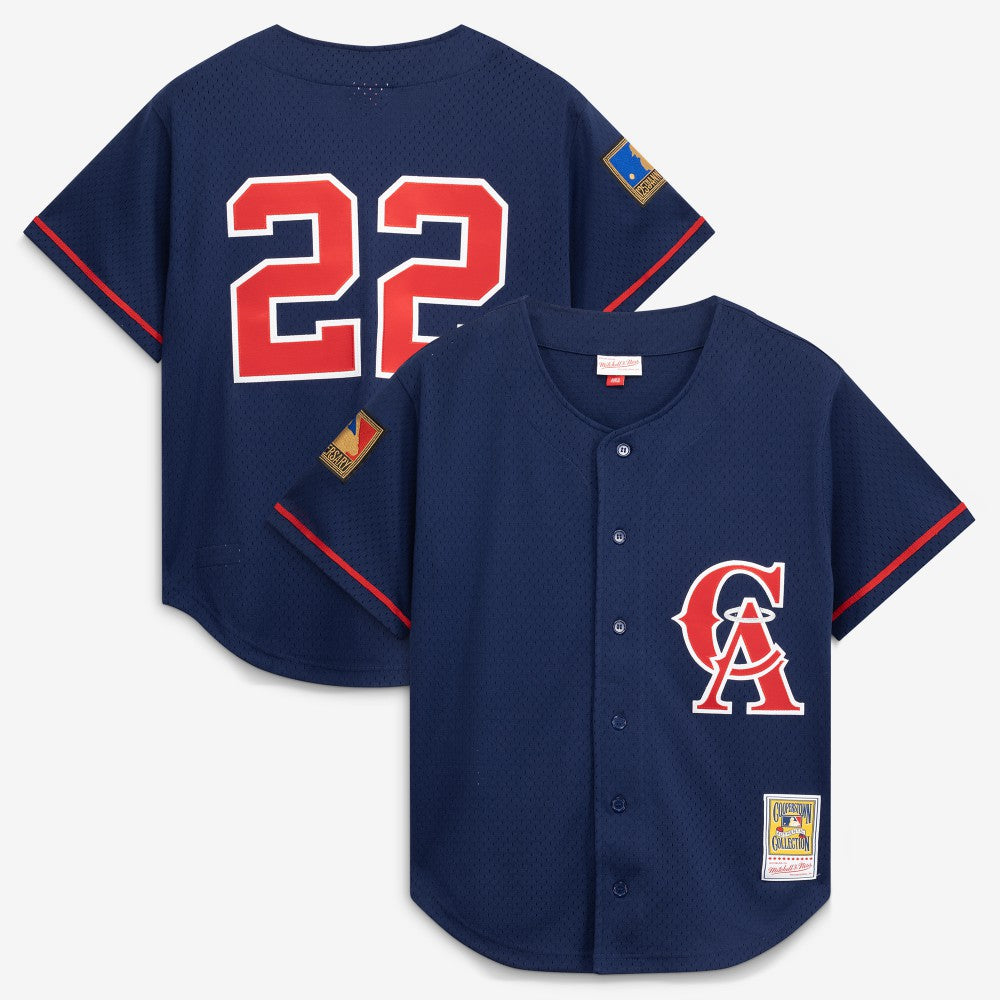 Bo Jackson California Angels Cooperstown Collection Mesh Batting Practice Button-Up Jersey - Navy | Mitchell & Ness