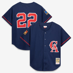 Bo Jackson California Angels Cooperstown Collection Mesh Batting Practice Button-Up Jersey - Navy | Mitchell & Ness