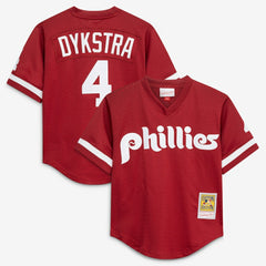 Lenny Dykstra Philadelphia Phillies Youth Cooperstown Collection Mesh Batting Practice Jersey - Burgundy | Mitchell & Ness