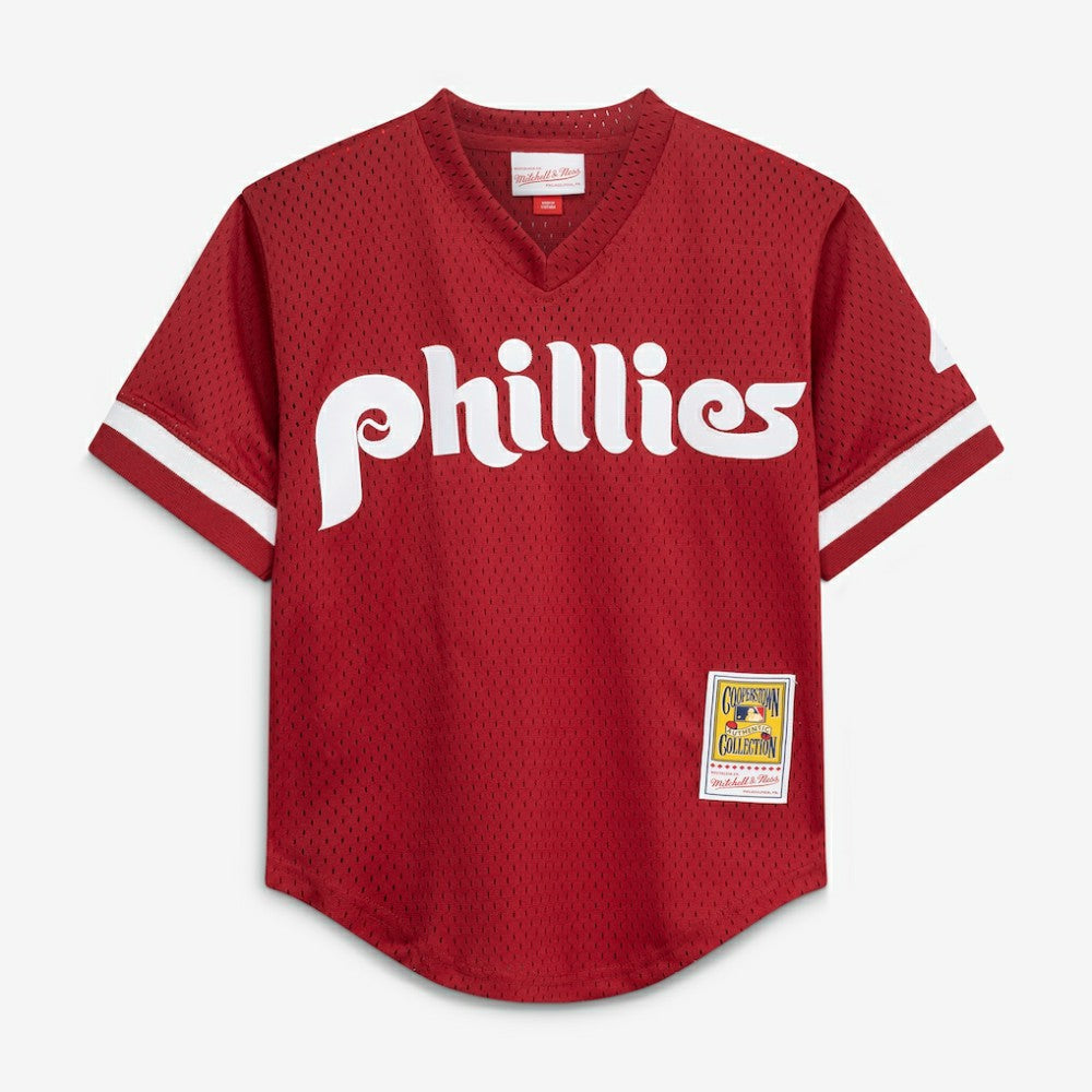 Lenny Dykstra Philadelphia Phillies Youth Cooperstown Collection Mesh Batting Practice Jersey - Burgundy | Mitchell & Ness