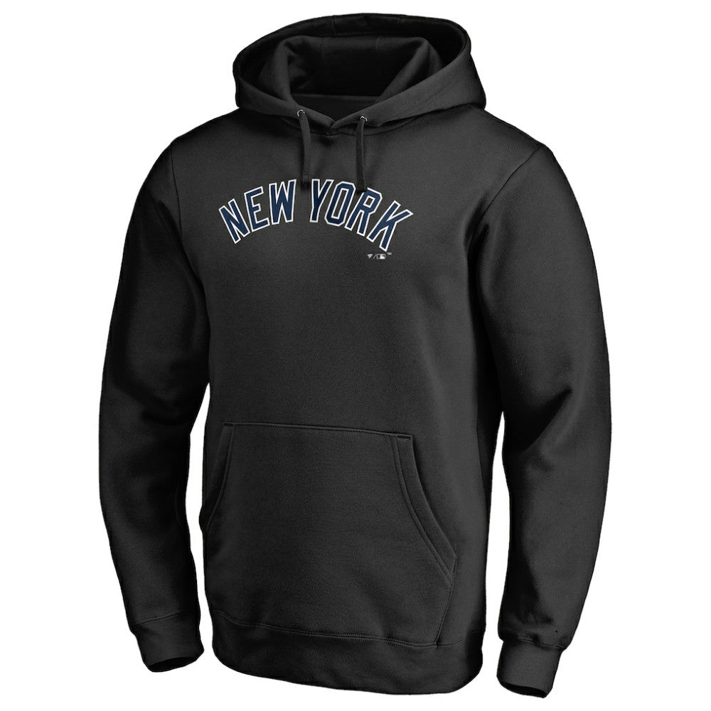 New York Yankees Official Wordmark Fitted Pullover Hoodie - Black